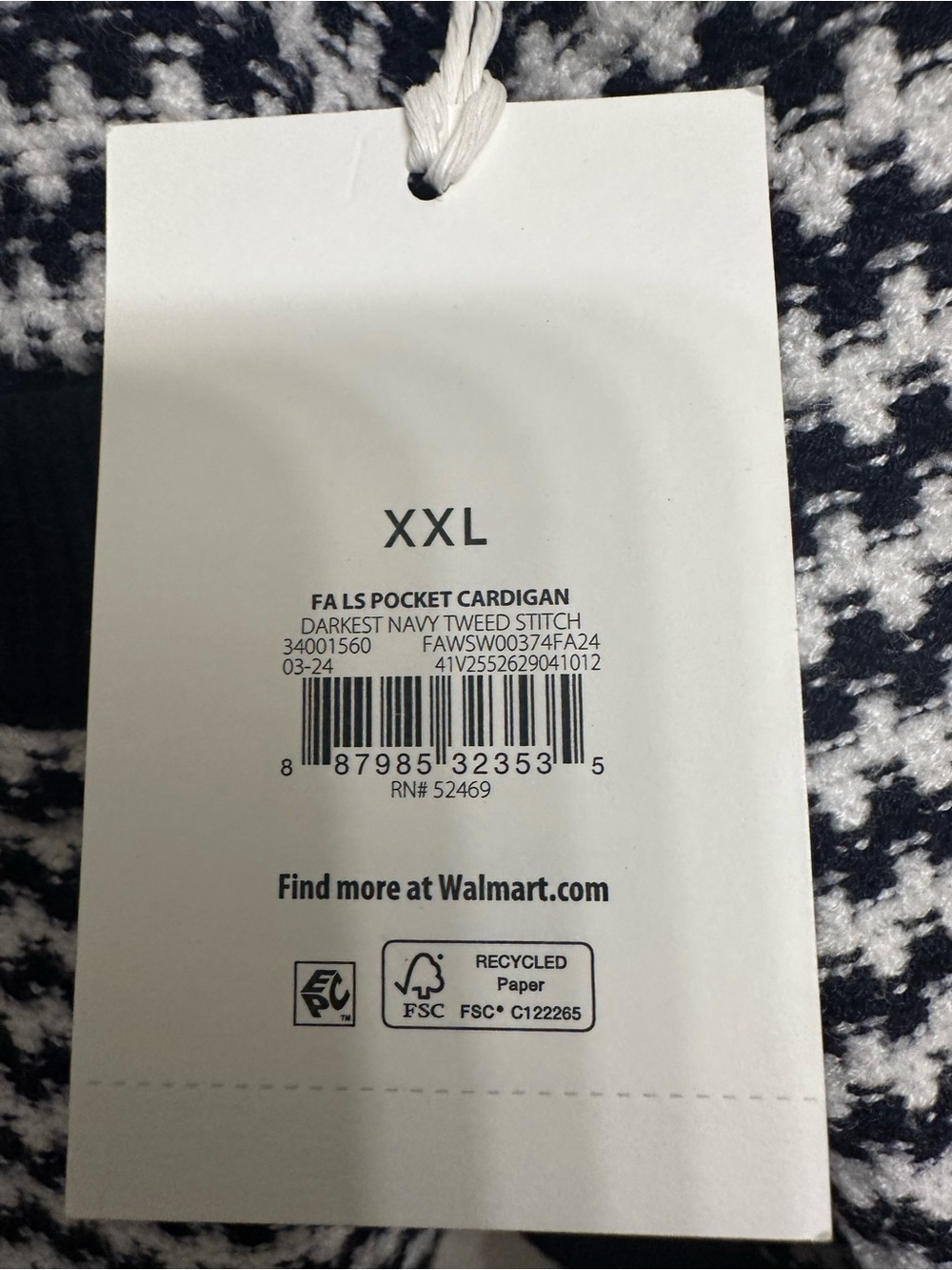 Free Assembly Navy & White Houndstooth Knit Lady Jacket Cardigan w/ Gold Buttons - Picture 4 of 4